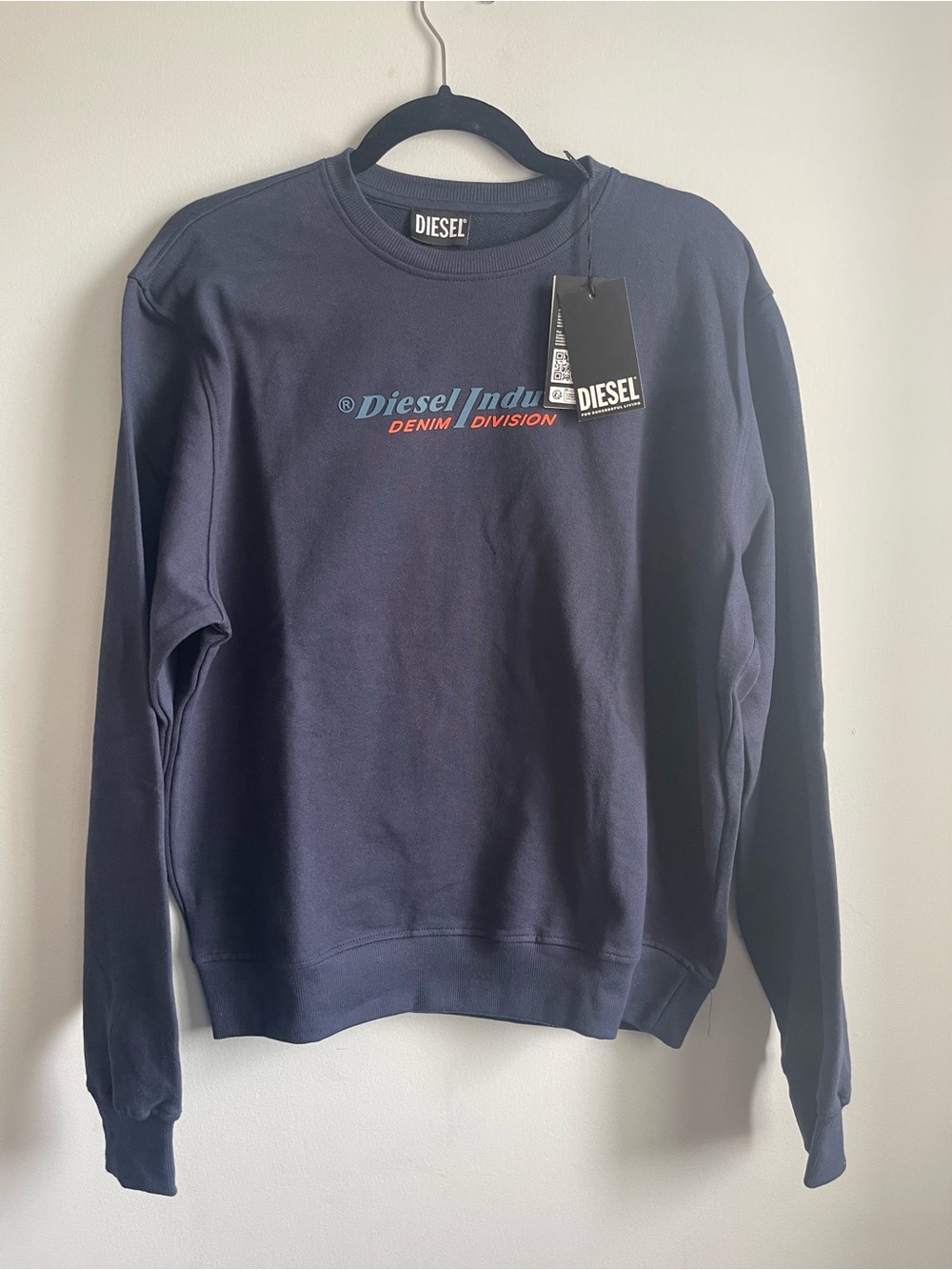 NWT Diesel Men’s S-GINN IND Blue Crewneck Sweatshirt Size L Sweater